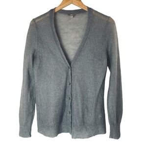 J.Jill Classic Cardigan Sweater Tunic Mohair Wool Lightweight in Gray Size M